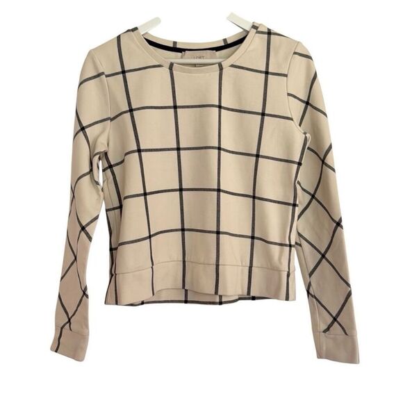 Loft windowpane crewneck crop sweater M - Picture 1 of 8